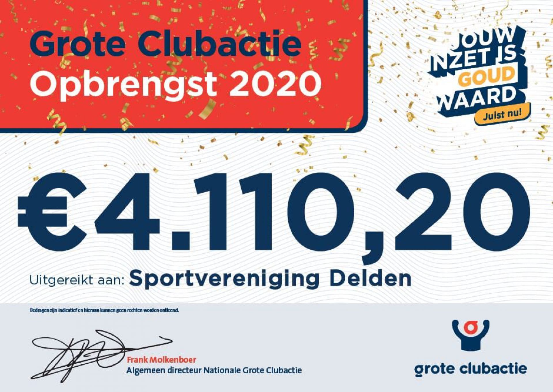 Deldense sportclubs verdienen bijna 14.000 euro met Grote Clubactie