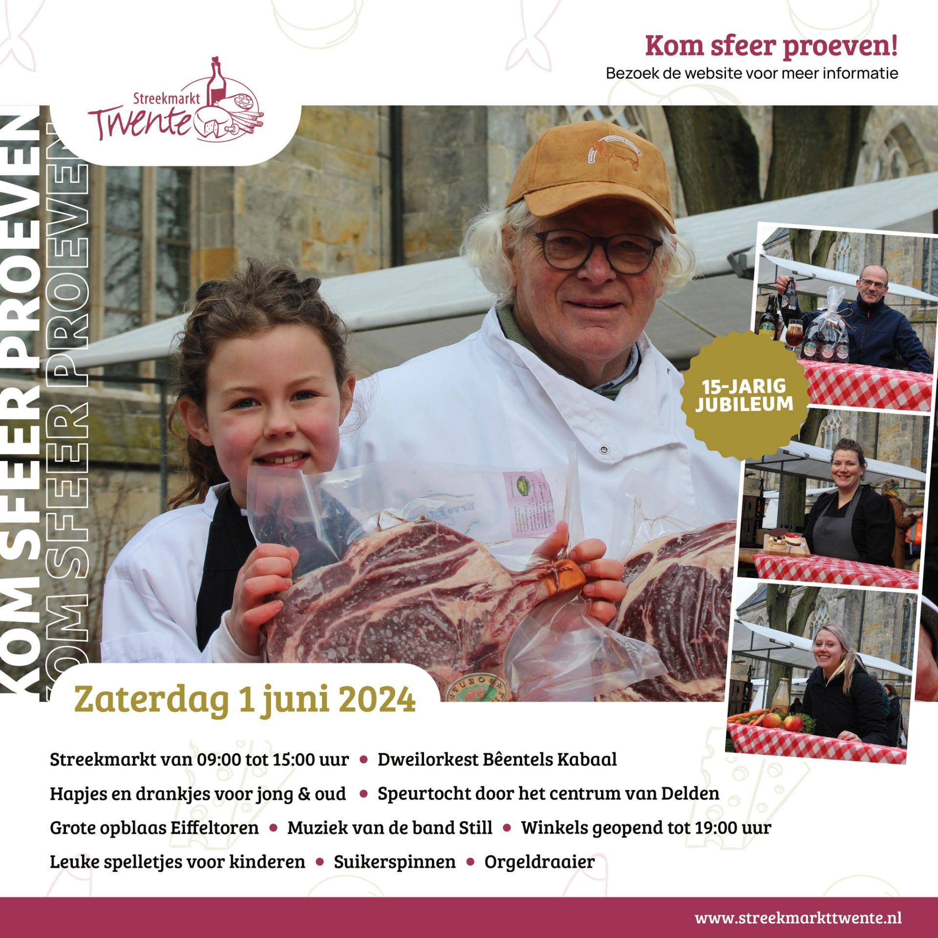 15 jaar Streekmarkt en Delden Pakt Uit op zaterdag 1 juni