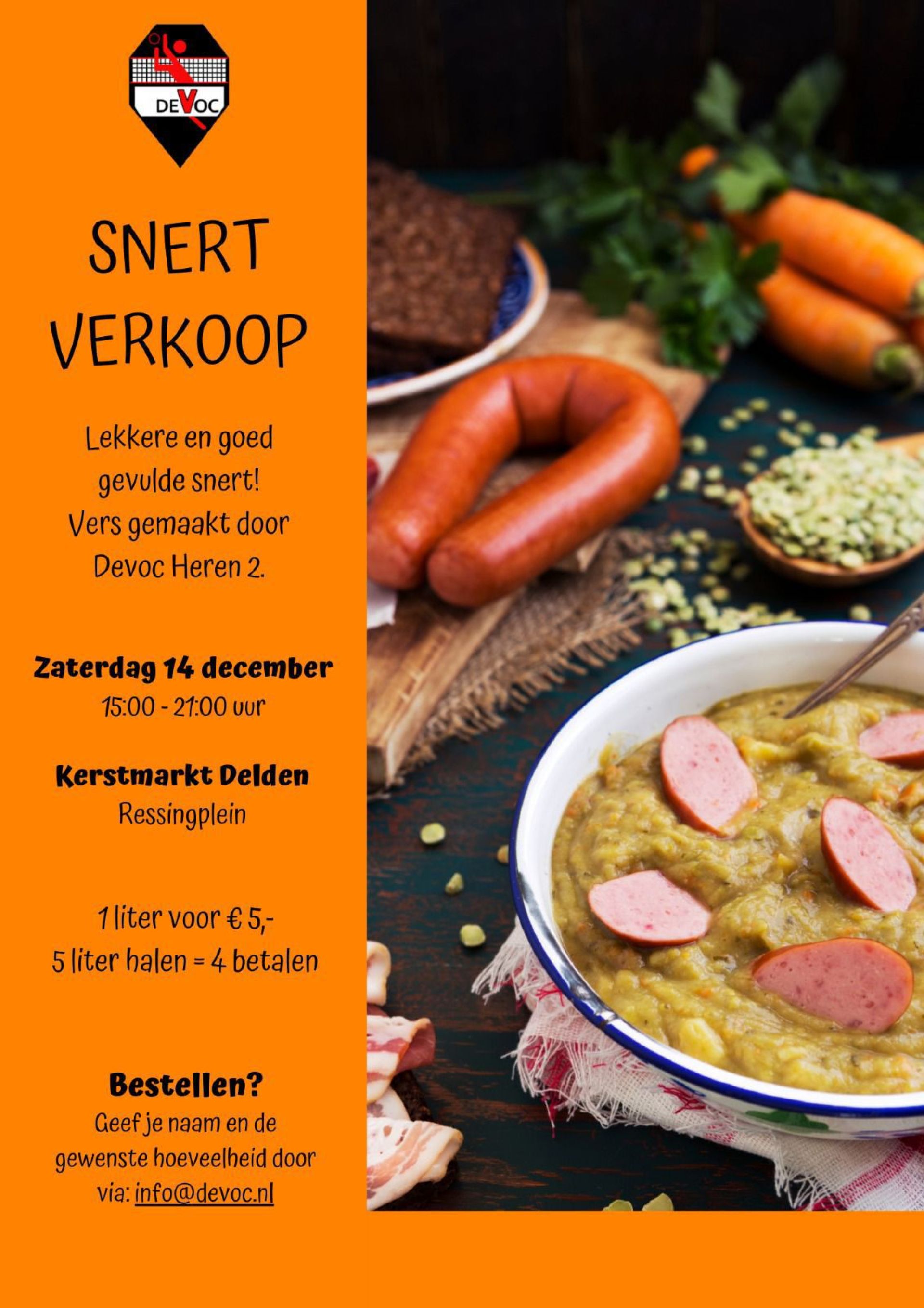 Snertverkoop Devoc tijdens Kerstmarkt Delden