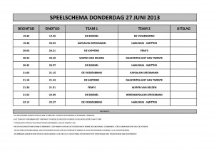 Speelschema Piet Visser