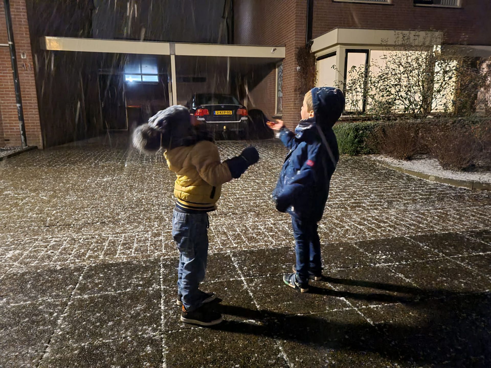 Een klein beetje sneeuw, maar grote pret