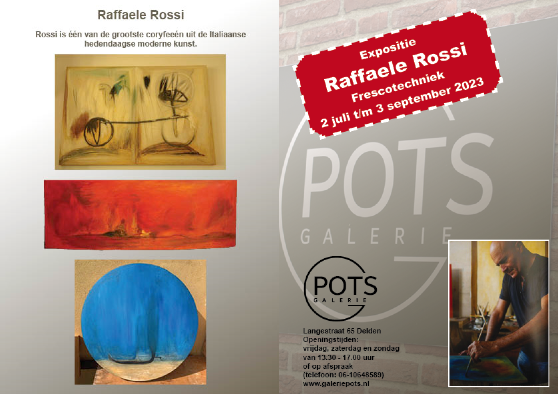 Galerie Pots strikt wereldberoemde kunstenaar: &lsquo;Een van de grootste coryfee&euml;n uit de Italiaanse hedendaagse moderne kunst&rsquo;