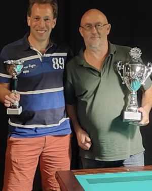 Mark Oude Alink en Eddie Keizer kronen zich tot biljartkampioen op Delden Open